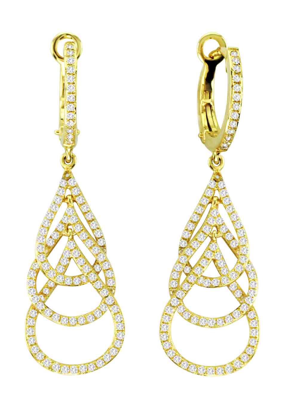 14k gold diamond dangle earrings