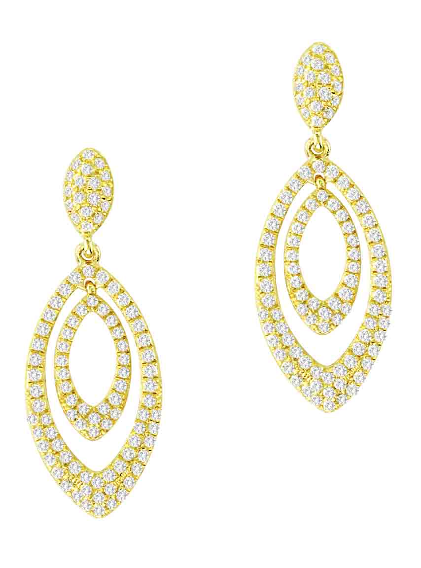 14k gold pave diamond earrings