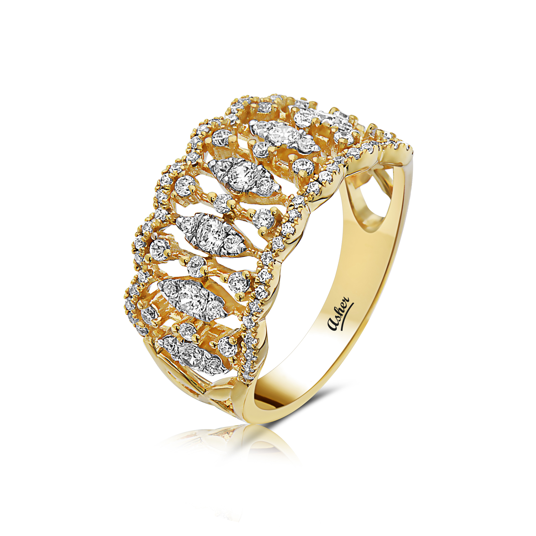 14k gold feminine diamond band 